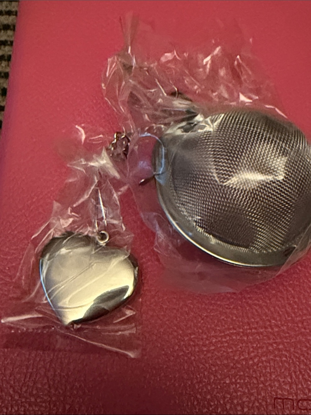 Silver Heart Charm and Tea Infuser Set - Silver